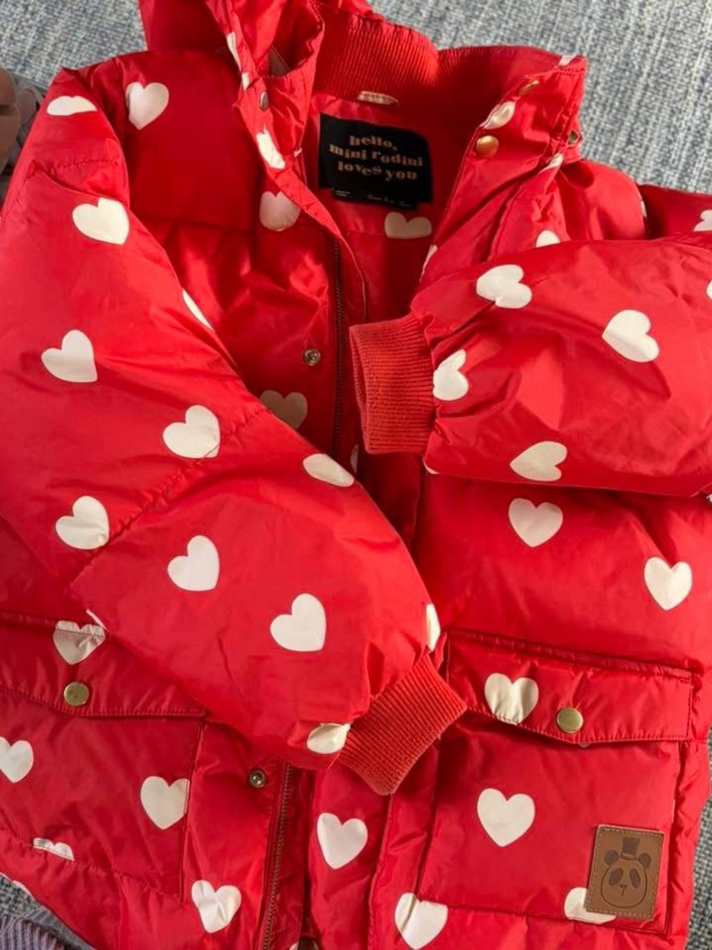 Mini Rodini Heart-Print Puffer Jacket - Picture 2 of 5